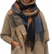 Apaszki i szaliki damskie - Damski szalik w kratę Chusta SZAL frędzle wz5 - miniaturka - grafika 1