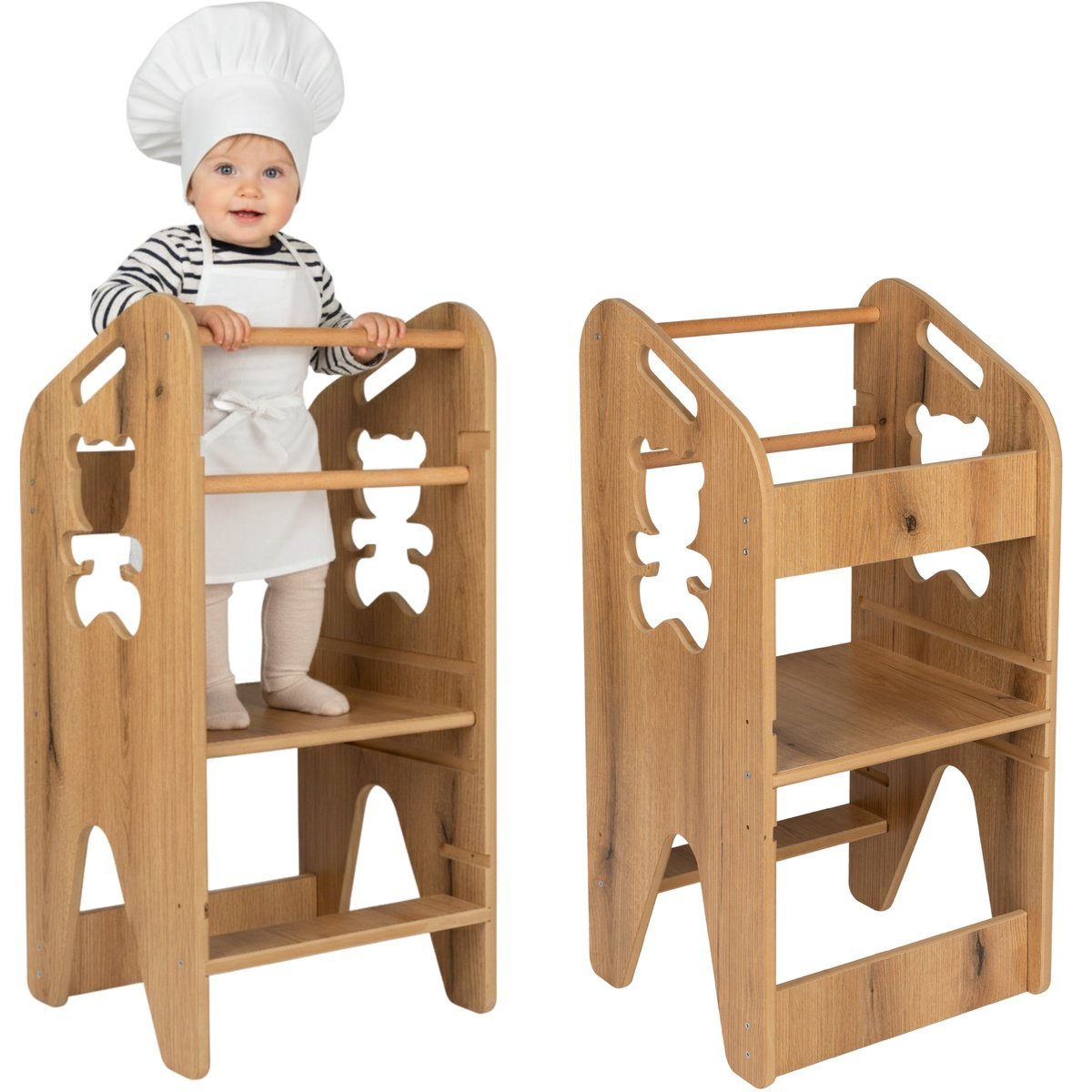 POMOCNIK KUCHENNY DLA DZIECI REGULOWANY KITCHEN HELPER MDF DREWNO + GRATIS