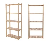 Regały - Regał Drewniany Do Spiżarni Lsr 5 Półek Prostych Naturalny, Półki Proste 5 Szt, Drewno Sosnowe / Wamar-Sosenka - miniaturka - grafika 1