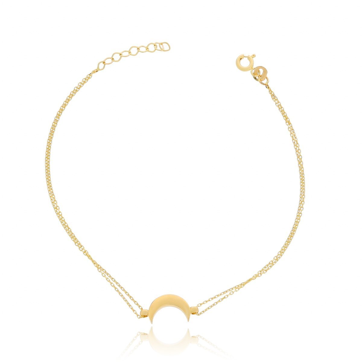 Złota bransoletka celebrytka księżyc na podwójnym łańcuszku pr. 585