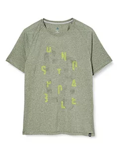 Koszulki męskie - Odlo T-shirt męski S/S Aion wielokolorowa Winter Moss Melange With Train Print Fw17 S 350062 - grafika 1