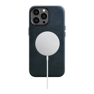 iCarer Oil Wax Premium Leather Case skórzane etui iPhone 14 Pro Max magnetyczne z MagSafe ciemnoniebieski (WMI14220704-BU) - Etui i futerały do telefonów - miniaturka - grafika 2