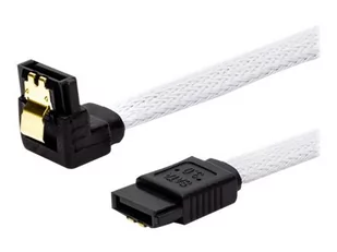 SAVIO GAK-03 SATA III 30cm cable white braided angled golden catch - Wtyczki i adaptery - miniaturka - grafika 1