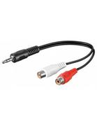 Kable - PremiumCord Kabel Kabel audio 3,5mm Jack - 2x Cinch 20cm M/F, stereo (kjackcinf02) - miniaturka - grafika 1