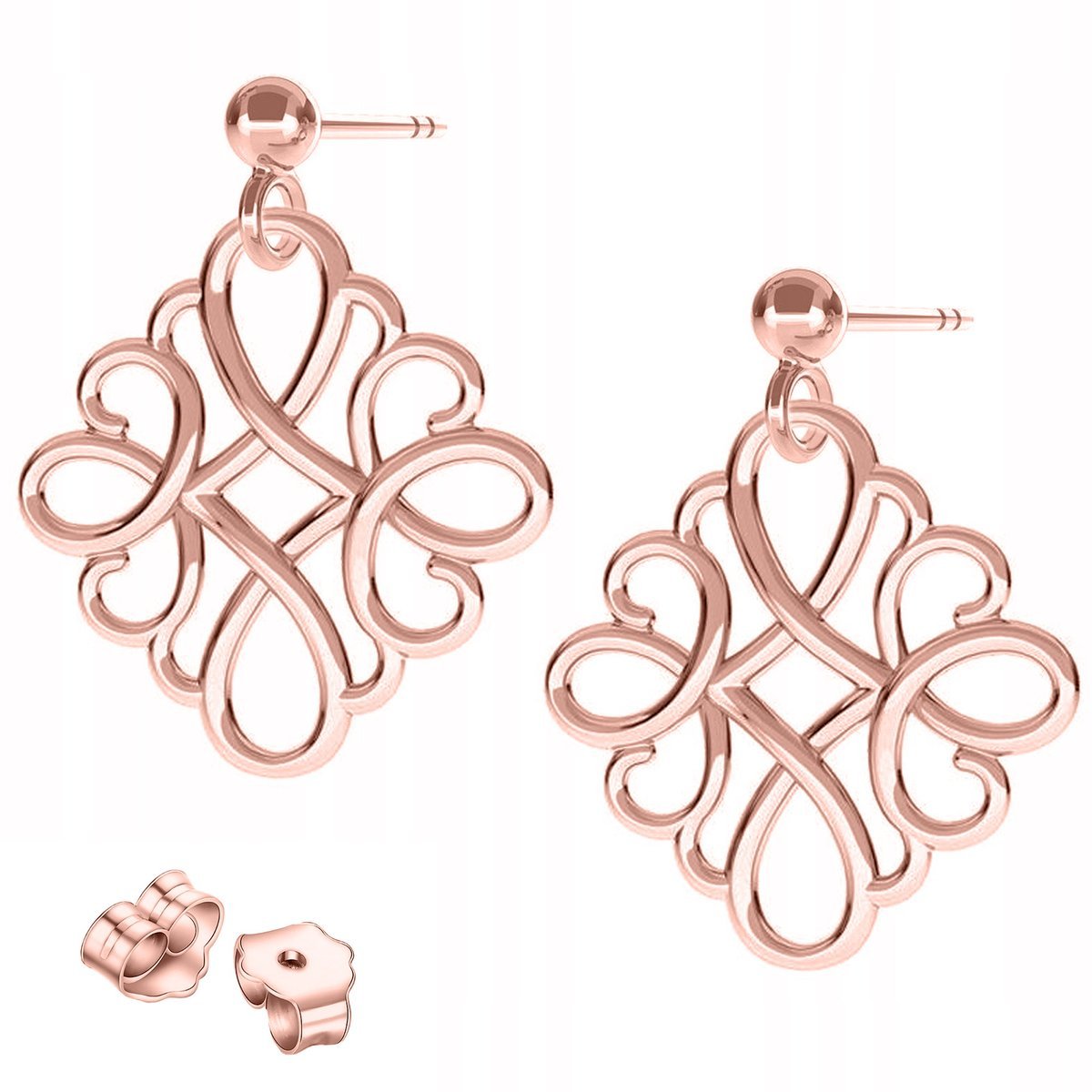 Kolczyki Pozłacane Łączniki Ażurowe Wkrętki Ażurowy Wzór SREBRO 925