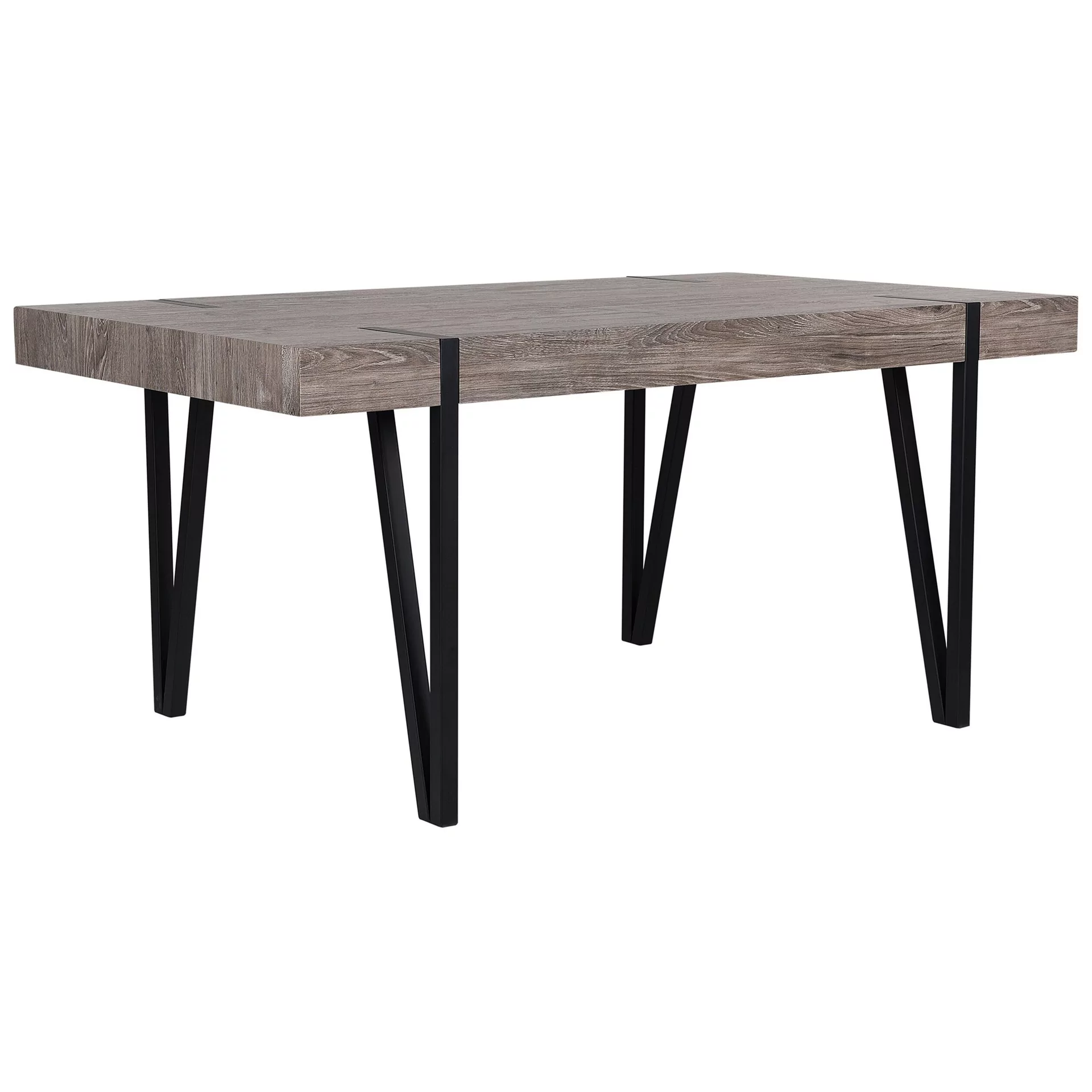 Beliani Stół do jadalni 150 x 90 cm ciemne drewno z czarnym ADENA