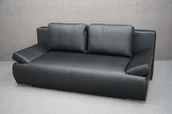 Sofy i kanapy - Sofa Rozkładana Lima Czarna Skóra Ekologiczna 210X100X90 Cm B 4174 - miniaturka - grafika 1