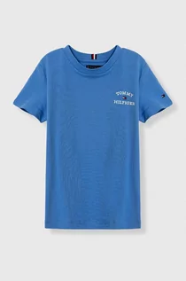 Koszulki dla chłopców - Tommy Hilfiger t-shirt bawełniany dziecięcy kolor niebieski z nadrukiem - grafika 1