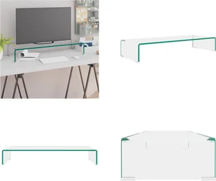 vidaXL Stolik pod telewizor/podstawka pod ekran szklana przezroczysta 80x30x13 cm - szafka pod telewizor - szafki pod telewizor - meble pod telewizor - szafka pod telewizor - Szafki RTV - miniaturka - grafika 1