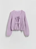 Swetry damskie - Reserved - Kardigan z wełną alpaki - lawendowy - miniaturka - grafika 1