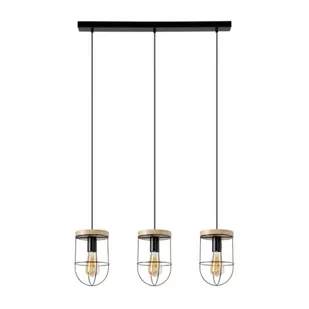 Britop LAMPA wisząca NETUNO 184159304 metalowa OPRAWA industrialny ZWIS retro drewno czarny - Lampy sufitowe - miniaturka - grafika 1