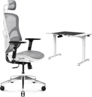 Fotele i krzesła biurowe - Krzesło biurowe Diablo Chairs V-Basic Biało-szare + EGON 1100 Białe 110 cmx60 cm - miniaturka - grafika 1