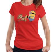 Koszulki i topy damskie - Despicable Me Podły mnie Minion Monkey Banana Battle Koszulka damska Czerwony Small - miniaturka - grafika 1