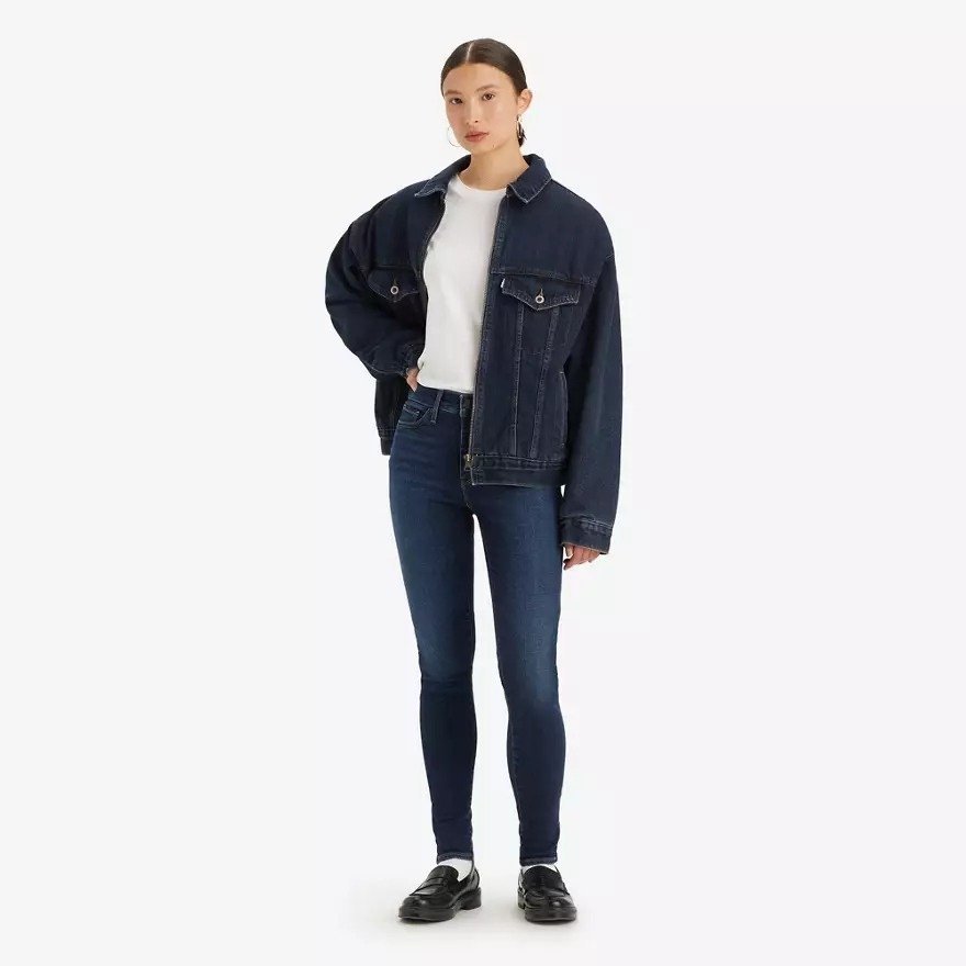 LEVI'S JEANSY DAMSKIE RURKI GRANATOWE Z PRZETARCIAMI W27 L28 16EA
