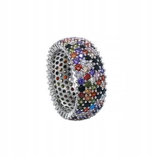 Pierścionek srebrny kolorowe cyrkonie r. 9 - Pierścionki - miniaturka - grafika 1