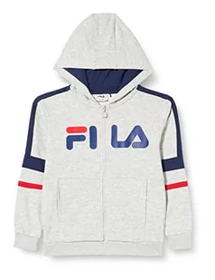FILA Chłopięca bluza z kapturem Salewa z kapturem z blokowymi paskami, Light Grey Melange-medieval Blue-true Red, 170-176 - Bluzy dla chłopców - miniaturka - grafika 1