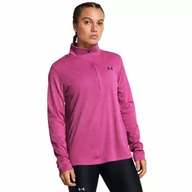 Koszulki sportowe damskie - Damski longsleeve treningowy Under Armour Tech Textured 1/2 Zip - różowy - UNDER ARMOUR - miniaturka - grafika 1