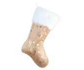 Ozdoby bożonarodzeniowe - Skarpeta świąteczna w złote renifery 49x22cm - miniaturka - grafika 1