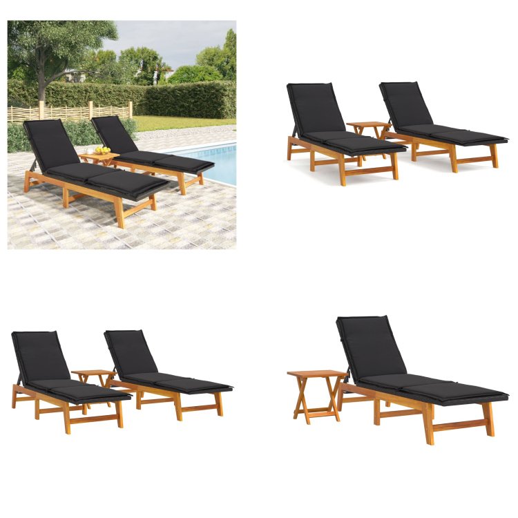 vidaXL 3-częściowy zestaw wypoczynkowy do ogrodu z rattanu i litego drewna akacjowego - Zestaw wypoczynkowy do ogrodu - Zestaw wypoczynkowy do ogrodu - Zestaw mebli wypoczynkowych - Zestaw mebli ogrodowych