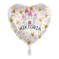 Balony i akcesoria - Balon imienny foliowy Wiktoria serce pakowany 43 cm - miniaturka - grafika 1