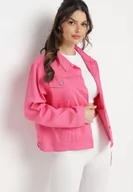 Kurtki damskie - Fuksjowa Bawełniana Kurtka Jeansowa z Metalowymi Guzikami Tanitha - miniaturka - grafika 1