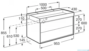 Roca Tura Unik zestaw szafka z umywalką 100x43x60 BIAŁY MAT A852036558 - Szafki łazienkowe - miniaturka - grafika 2