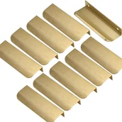 Zawiasy, okucia i inne akcesoria - Zestaw 10 niewidocznych uchwytów meblowych w kolorze złotym, rozstaw 96 mm. - miniaturka - grafika 1