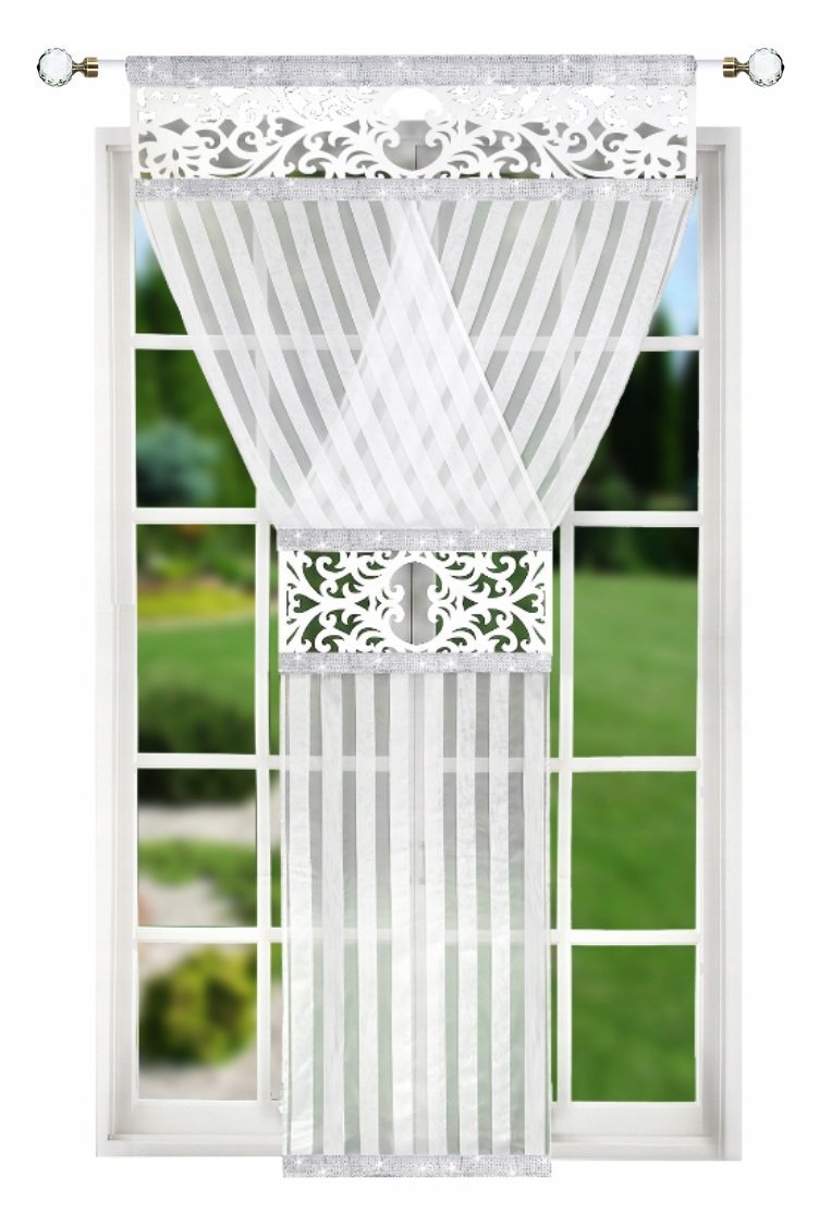 FIRANA DEKORACYJNA PANEL 120x250 FILC Balkonowy Okienny AŻUR CYRKONIE