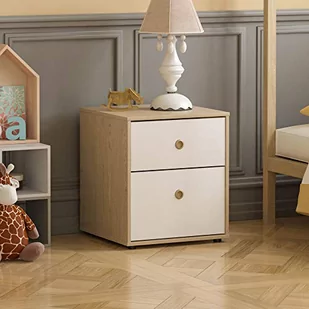 Junior Vida Neptune szafka nocna z 2 szufladami, sypialnia, przechowywanie, meble dziecięce (biały i dąb) - Szafy i szafki dla dzieci - miniaturka - grafika 1
