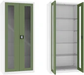 Meble i wyposażenie gabinetów medycznych - NSML.112.9010.6011 szafa lekarska 2-skrzydłowa 1-komorowa biało-zielona - miniaturka - grafika 1