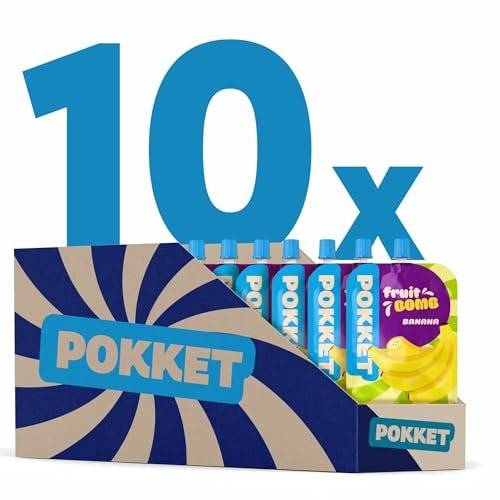 DAWTONA Pokket owocowe o smaku bananowym 10 x 180g, bez dodatku cukru, bez konserwantów, bez zbędnych składników, intensywny smak, wyciskany, poręczny, owocowa przekąska w podróży, do biura, do domu
