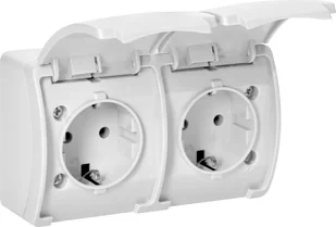 Orno Gniazdo podwójne 2x2P+Z Schuko AQUATIC, IP44, biały - Gniazdka elektryczne - miniaturka - grafika 1