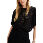 Bluzki damskie - Bluzka damska Desigual Lucca elegancka ażurowa czarna-S - miniaturka - grafika 1