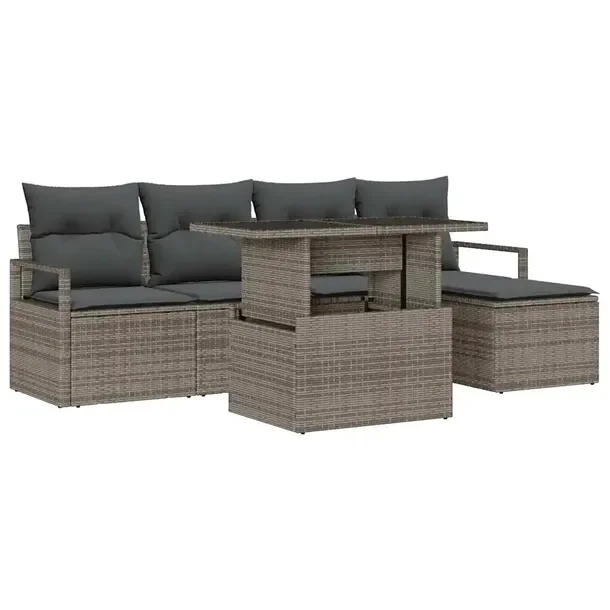 Zestaw Sof Ogrodowych z Rattanu, Modularny, Szary, 65-75x60 cm