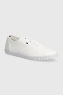 Trampki damskie - Tommy Hilfiger tenisówki CANVAS LACE UP SNEAKER damskie kolor biały FW0FW07805 - miniaturka - grafika 1