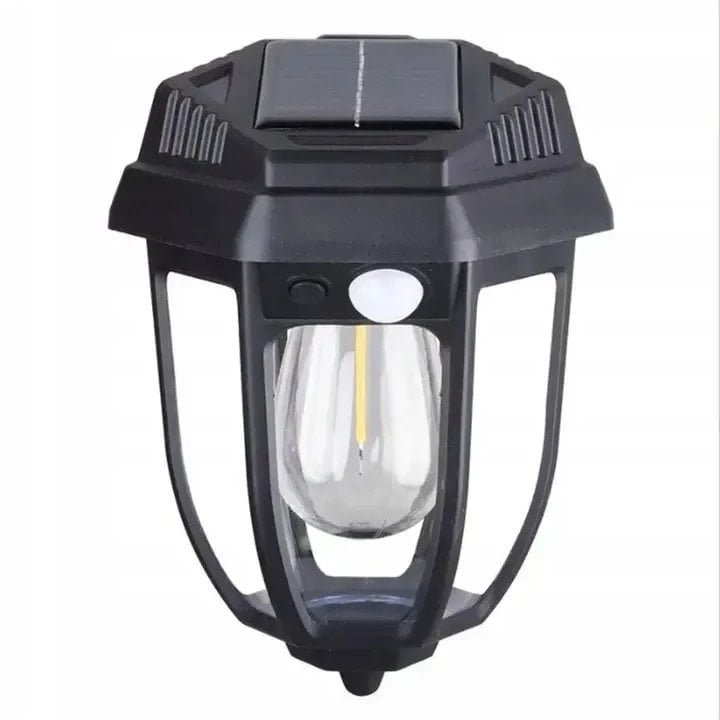 Lampa solarna kinkiet LED z ciepłą żarówką czujnikiem ruchu zmierzchu