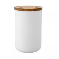 Pojemniki łazienkowe - Ladelle Ceramiczny pojemnik z bambusowym wieczkiem 17 cm Stak Soft Matt Ladelle biały LD-61082 LD-61082 - miniaturka - grafika 1