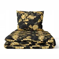 Pościel - ﻿Pościel 160x200cm 2x70x80cm Liście 3D złoto czarne - miniaturka - grafika 1