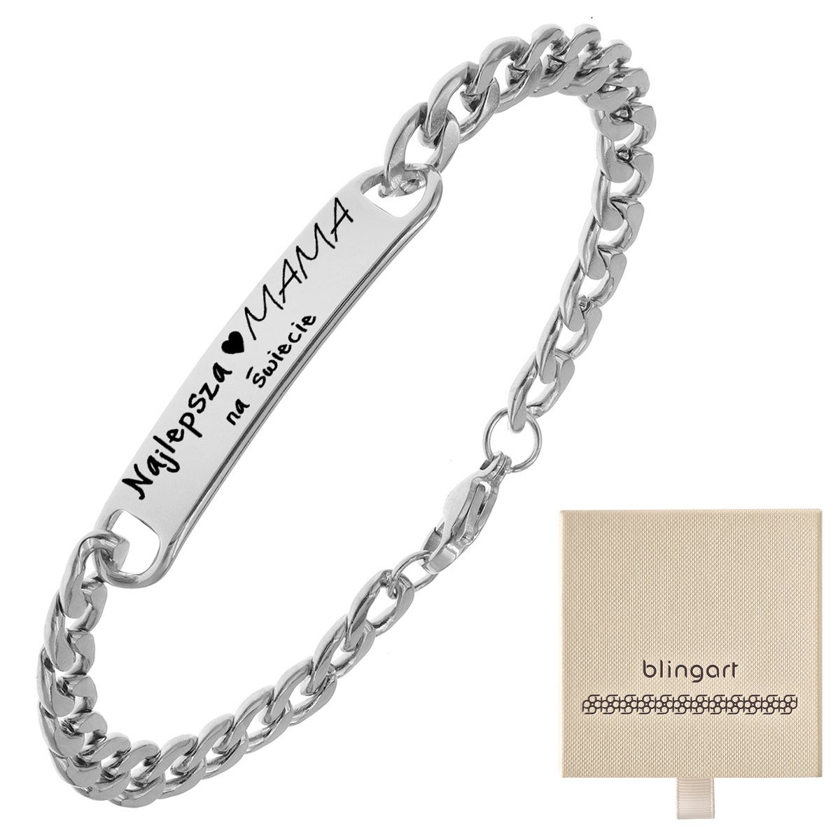 Bransoletka męska z GRAWEREM stalowa pancerka