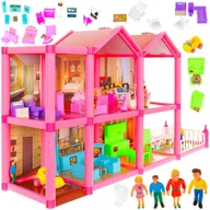Domki dla lalek - Domek dla Lalek Willa + 4 Lalki + Mebelki 32 el XL ISO TRADE - miniaturka - grafika 1
