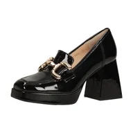 Półbuty damskie - Czarne lakierowane Polskie półbuty damskie na słupku Simen 5626a Skóra - miniaturka - grafika 1