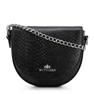 Torebki damskie - Damska torebka saddle bag ze skóry croco czarno - srebrna - miniaturka - grafika 1