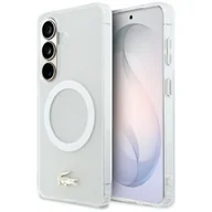 Etui i futerały do telefonów - Etui LACOSTE Shockproof Frosted Gold Logo MagSafe do Samsung Galaxy S26 Biały - miniaturka - grafika 1