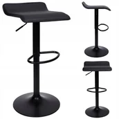 Taborety i hokery - Krzesło Hoker Barowy Obrotowy Regulowany Loft Czarne Metalowe Ekoskóra Bar - miniaturka - grafika 1