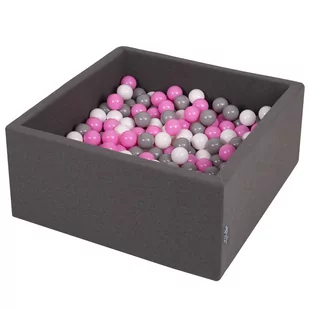KiddyMoon kąpiel do zabawy dla dzieci, 200  300 kolorowych kulek,  7 cm, kwadratowa, Made in EU - Suche baseny - miniaturka - grafika 1