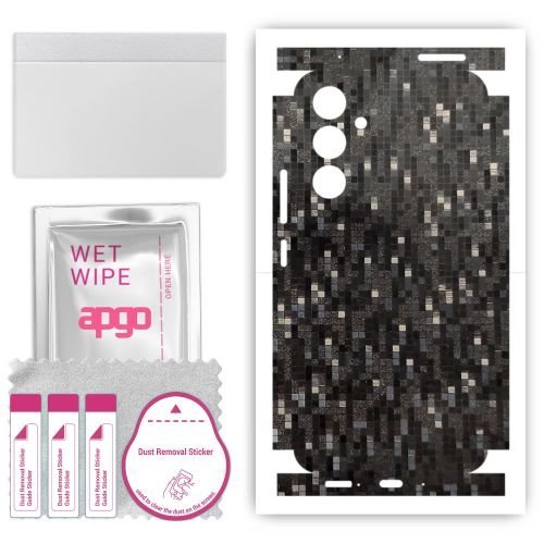 folia naklejka skórka strukturalna na TYŁ+BOKI do Samsung Galaxy A54 - Carbon Pixel Czarny - apgo SKINS
