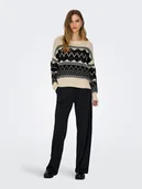 Swetry damskie - ONLY Sweter w kolorze beżowo-czarnym - miniaturka - grafika 1