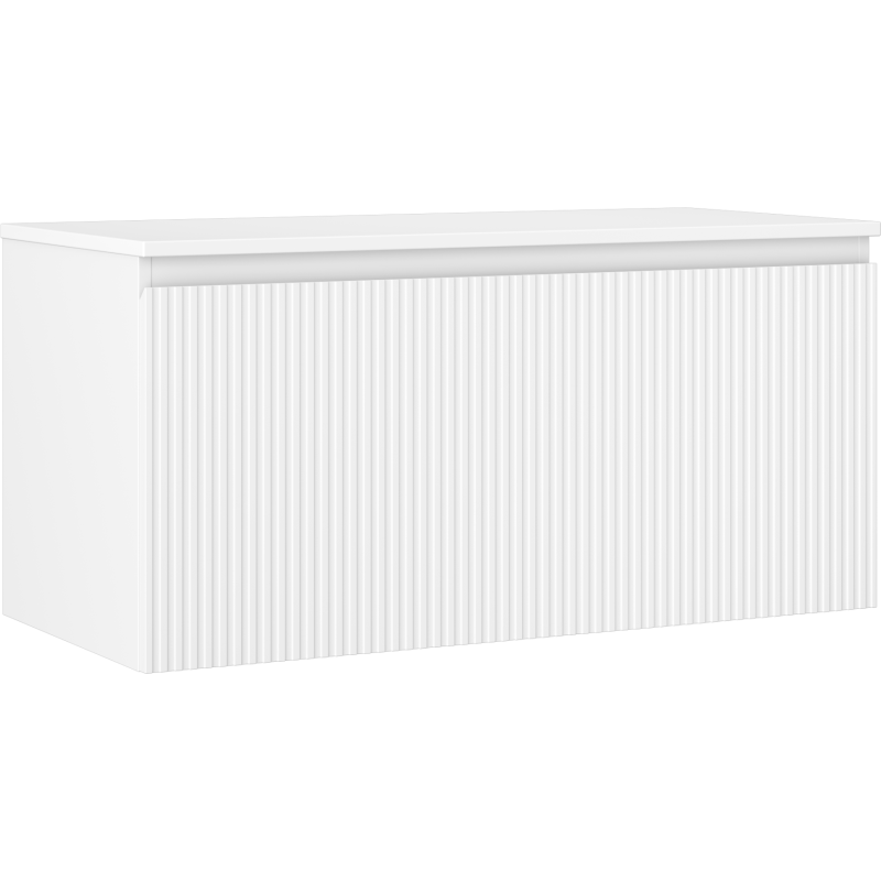 Mexen Rivel szafka łazienkowa podumywalkowa 100 cm z blatem, 1 szuflada, ryflowana , biała mat - 91A20-10047-1-BFC01