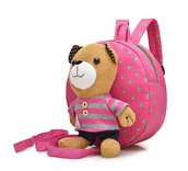 Plecaki szkolne i tornistry - Plecak dla przedszkolaka dziewczynki jasnoróżowy miś smycz jednokomorowy - miniaturka - grafika 1