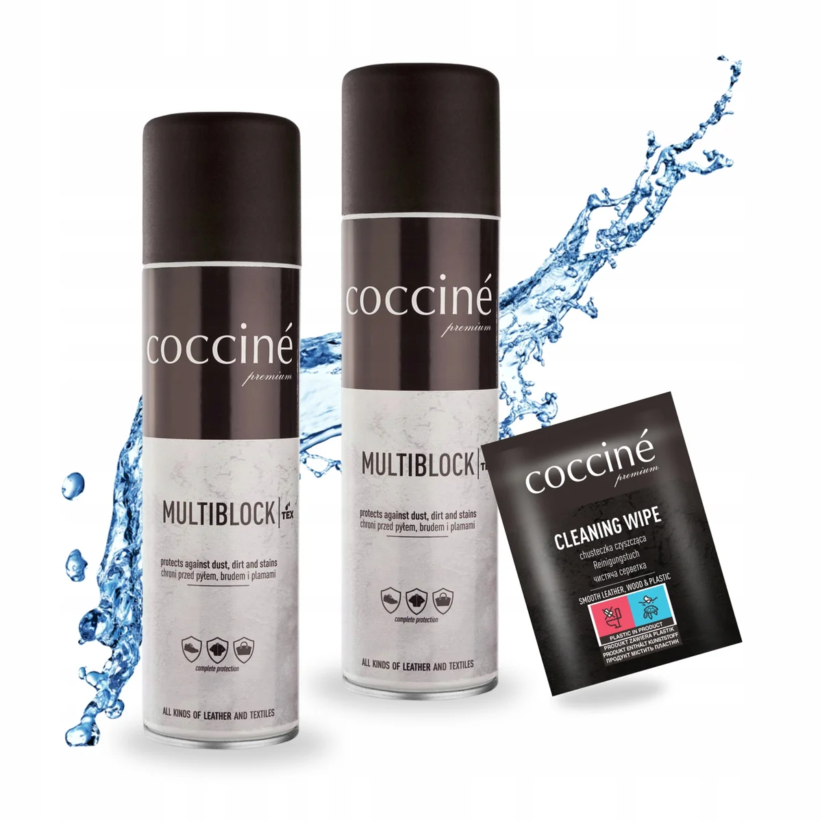 Wodoodporny Impregnat Spray Multiblock x2 z Chusteczką Zestaw Coccine 3w1